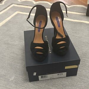 Ralph Lauren Black Strappy Heels
